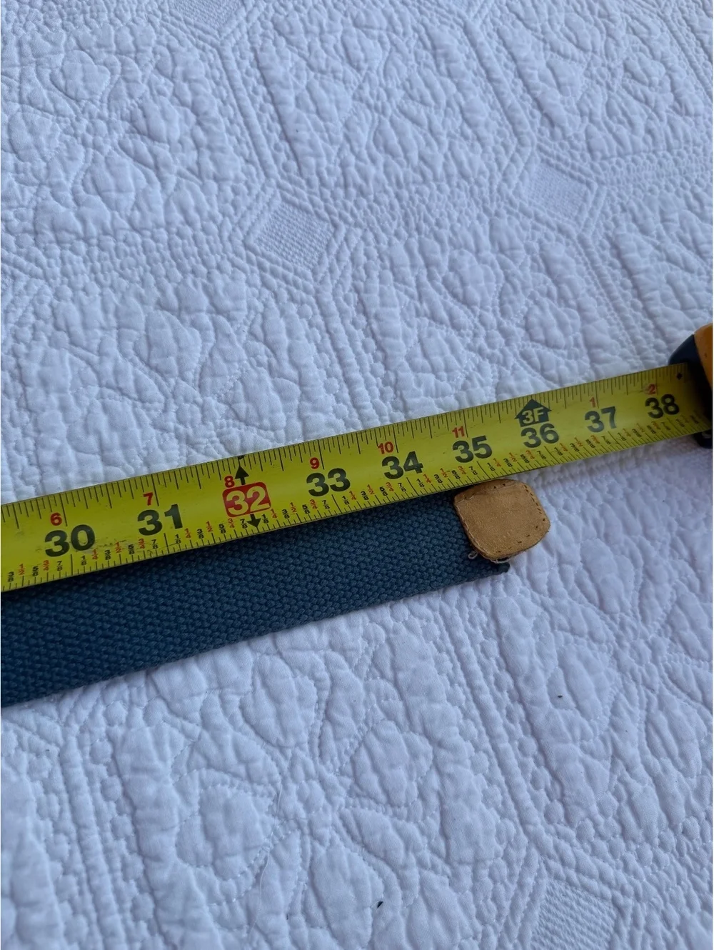 Patagonia Blue Canvas Webbing Belt with Leather Accents, 32 inches
